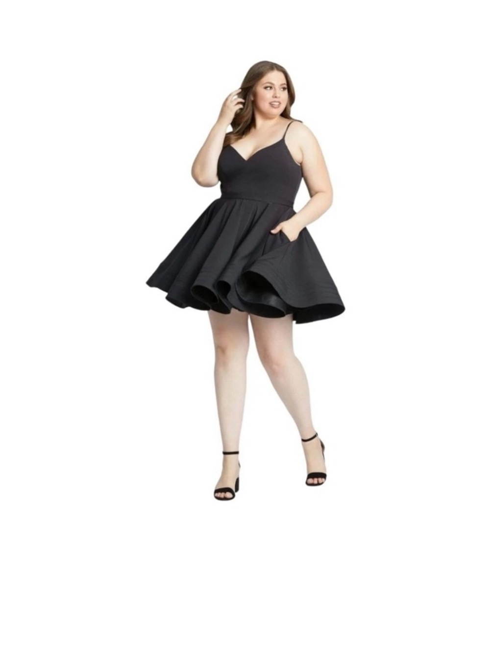 Mac Duggal Black V-Neck Fit-and-Flare Mini Dress